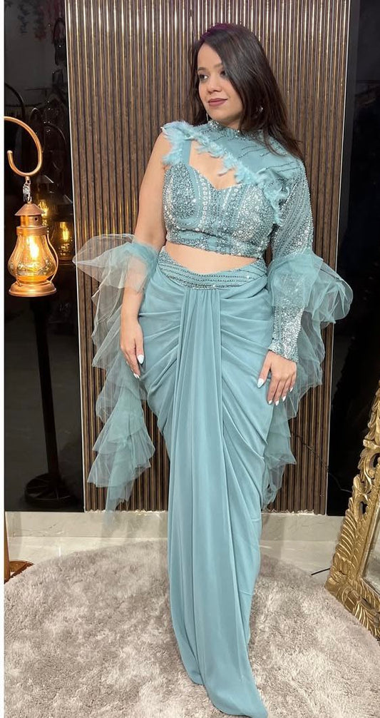 ✨ Elegant Draped Saree with Embellished Blouse ✨ RC351