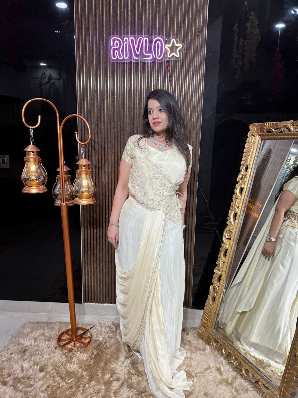 ✨ Embroidered Draped Saree  ✨ RC357