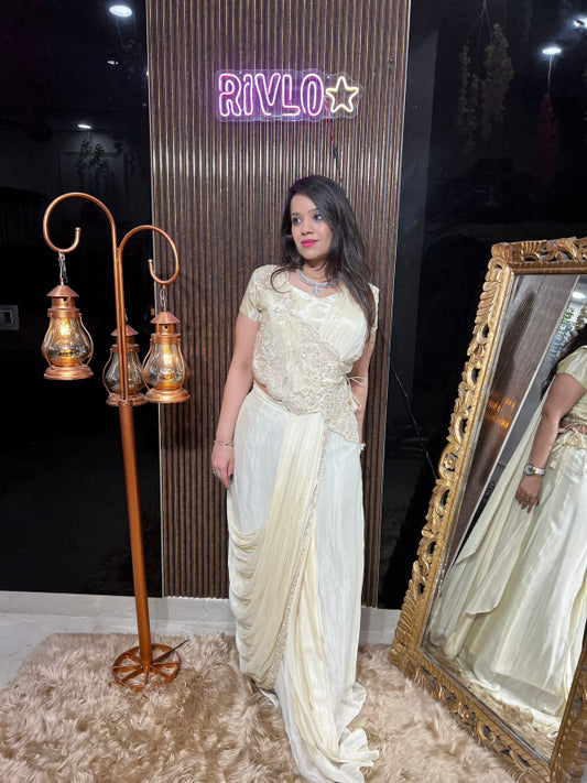 ✨ Embroidered Draped Saree  ✨ RC357