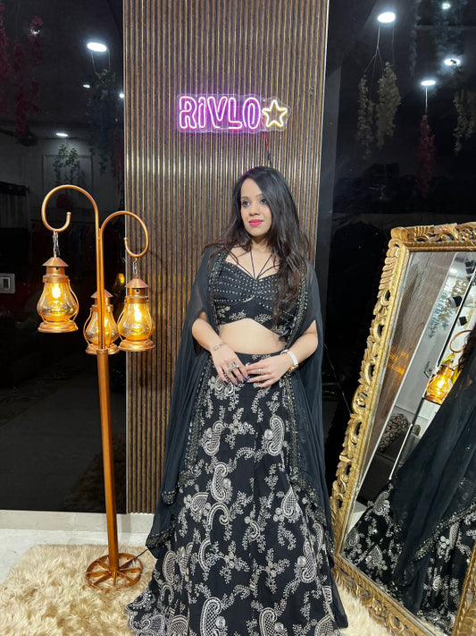Black Embellished Lehenga Set RC361