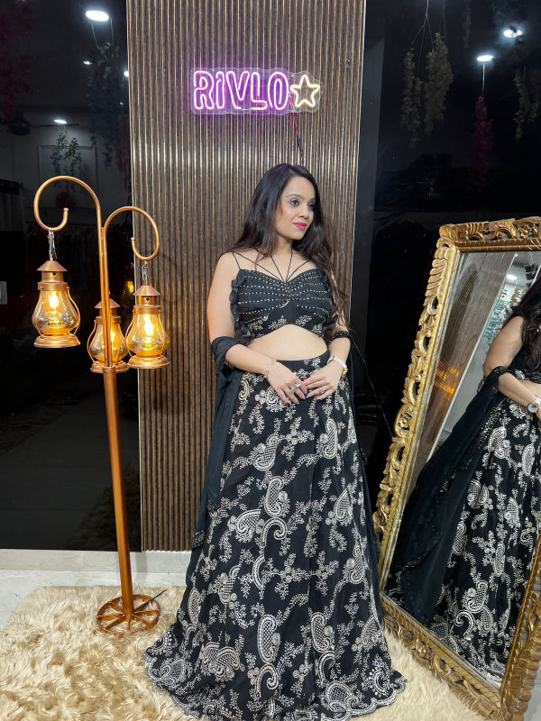 Black Embellished Lehenga Set RC361