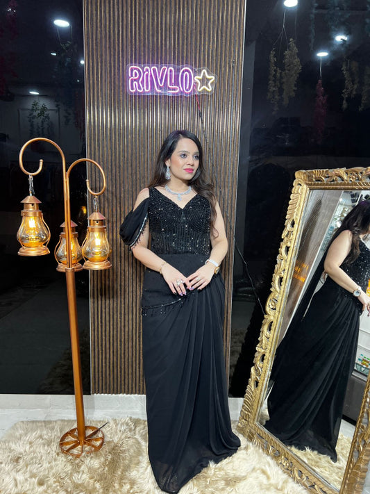 🌙 Sequined And Cut Dana Draped Gown 🌙 RC356