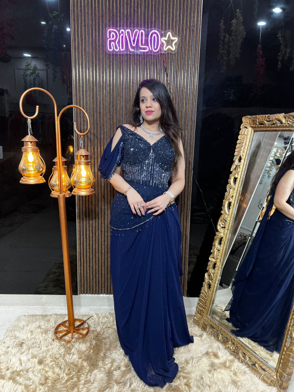 🌙 Sequined And Cut Dana Draped Gown 🌙 RC356