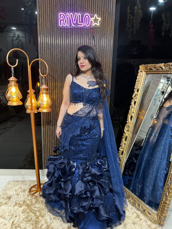 💫 Glam up your celebrations with this dazzling designer lehenga set. 💫 RC341