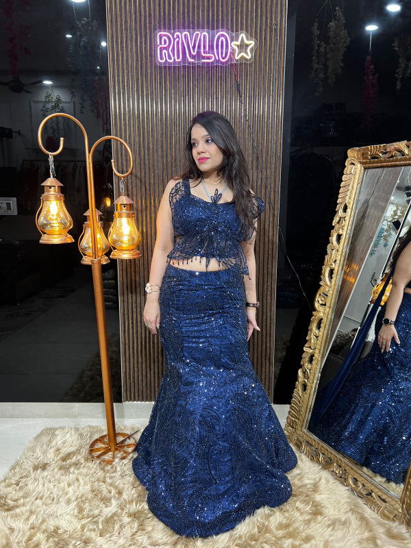 Navy Blue Butterfish  Lehenga Set RC339
