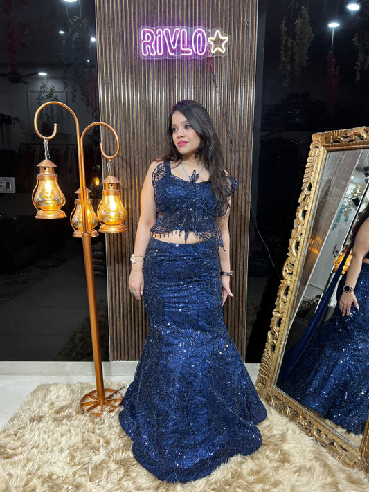 Navy Blue Butterfish  Lehenga Set RC339