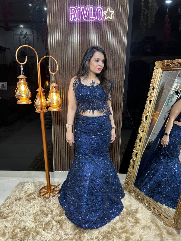 Navy Blue Butterfish  Lehenga Set RC339