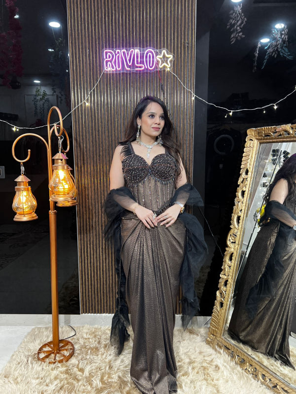 Metallic Bronze Corset Drape  RC383