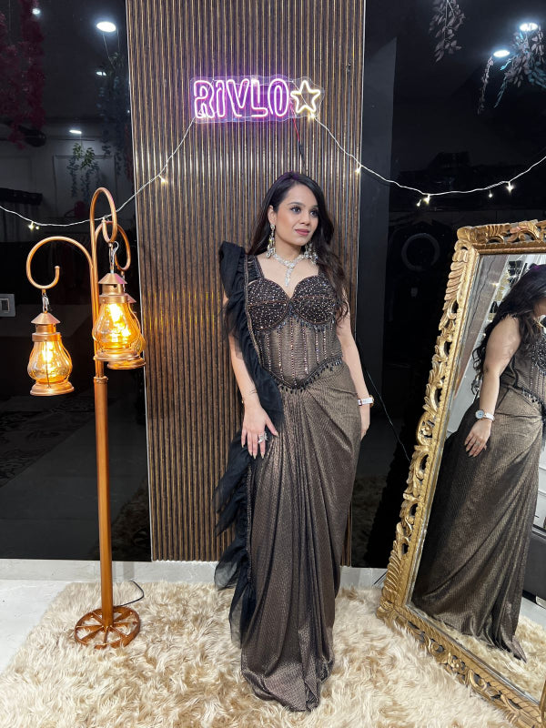 Metallic Bronze Corset Drape  RC383