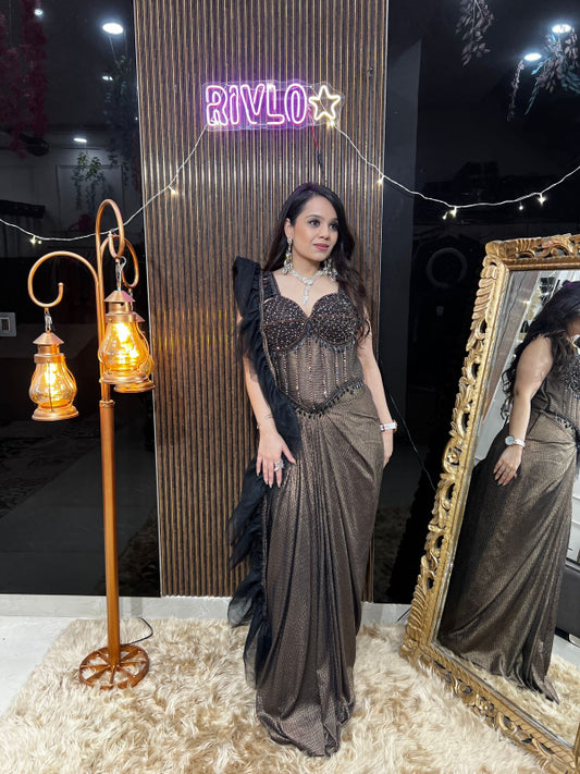 Metallic Bronze Corset Drape  RC383