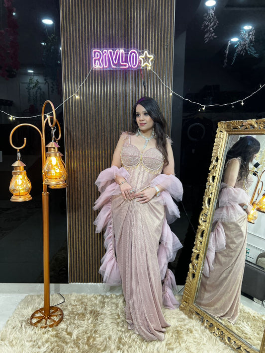 Blush Rose Corset Saree Gown RC384