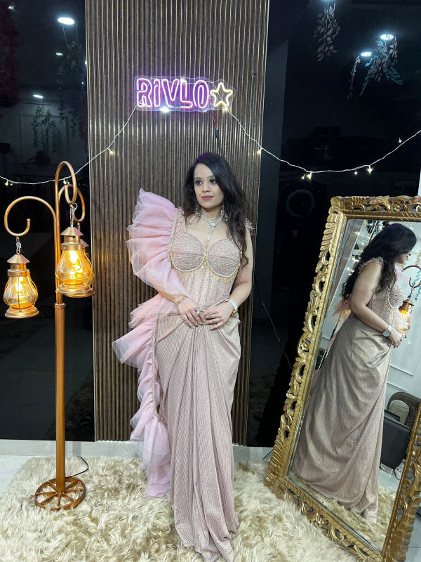 Blush Rose Corset Saree Gown RC384