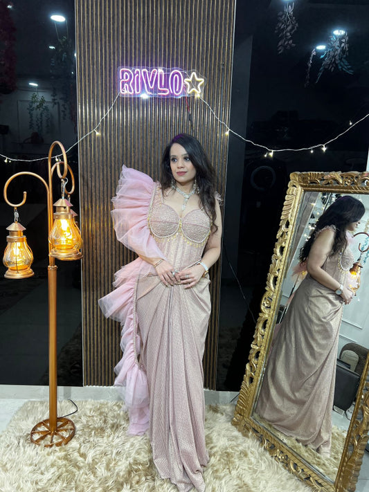 Blush Rose Corset Saree Gown RC384