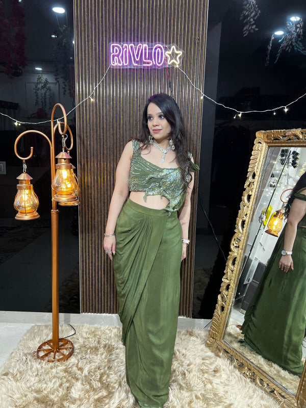 Olive Shimmer Drape Set RC381