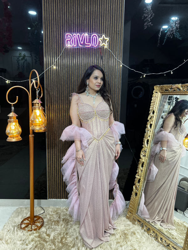 Blush Rose Corset Saree Gown RC384