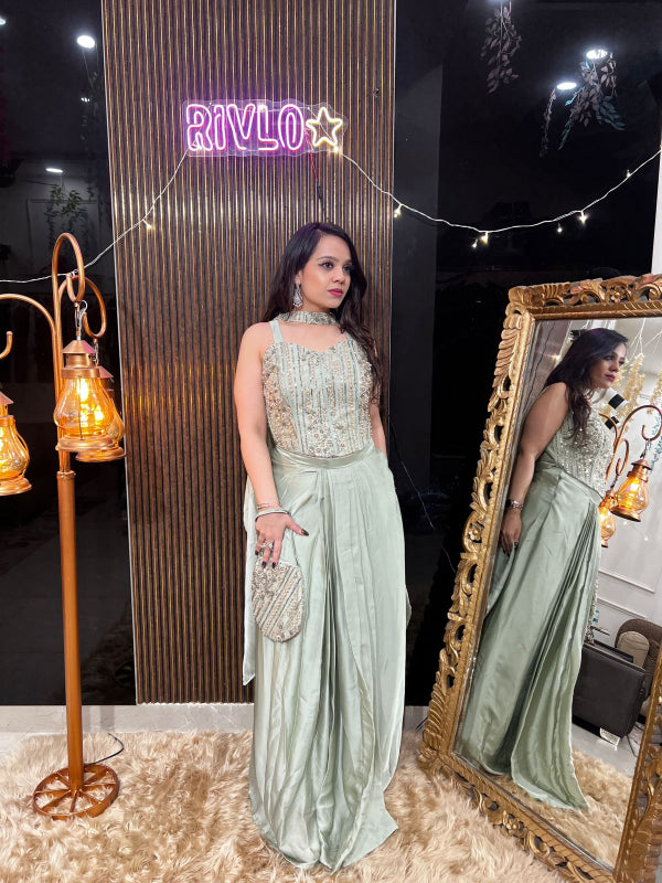 Embellished Corset & Draped Skirt Set RC385