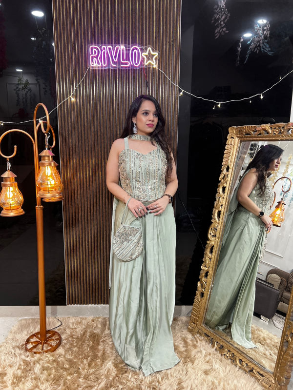 Embellished Corset & Draped Skirt Set RC385