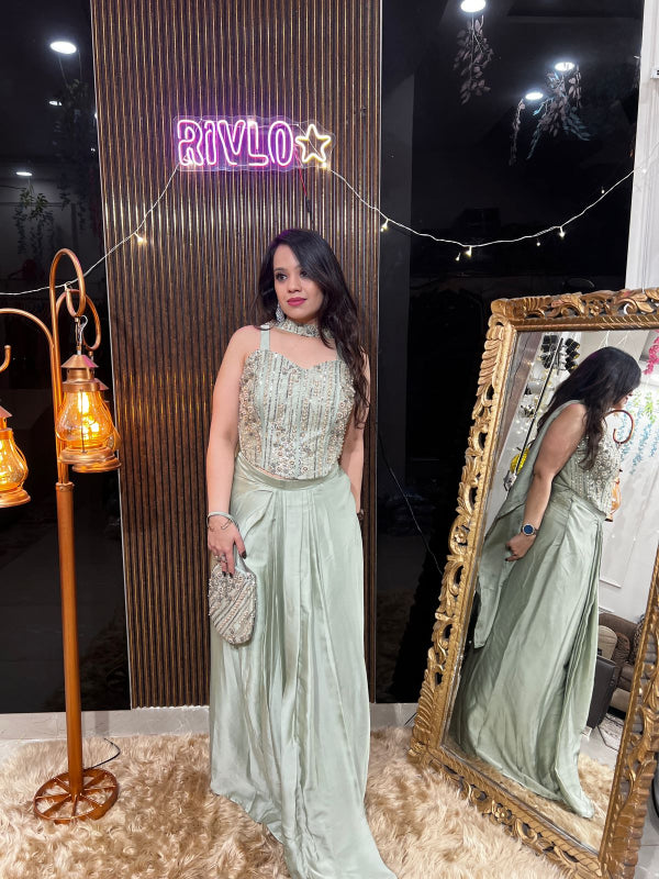 Embellished Corset & Draped Skirt Set RC385