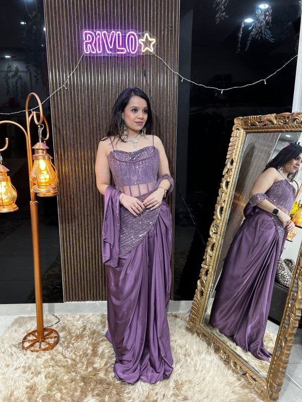 ✨ Indo-Western Ruffle Drape Set RC395