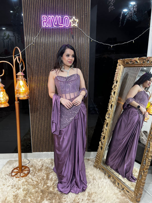 ✨ Indo-Western Ruffle Drape Set RC395