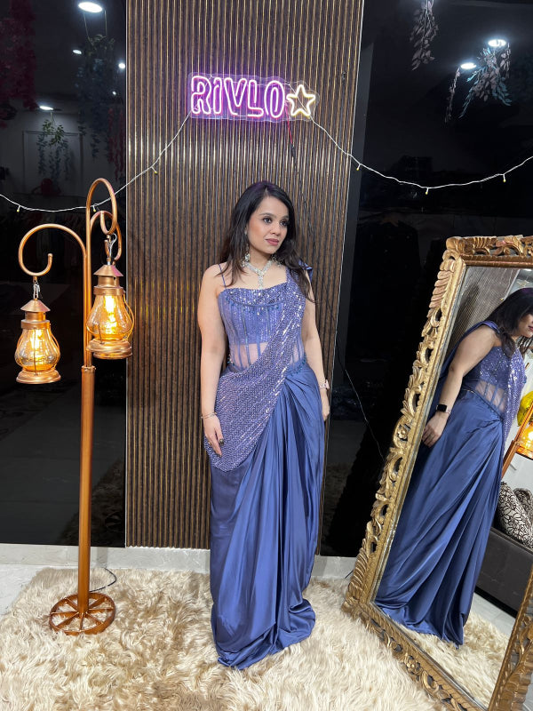 ✨ Indo-Western Ruffle Drape Set RC396