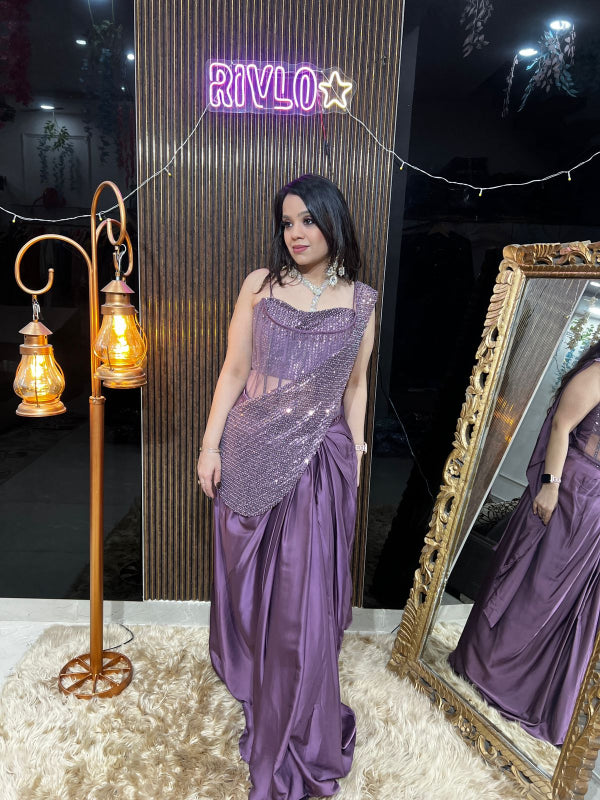 ✨ Indo-Western Ruffle Drape Set RC395