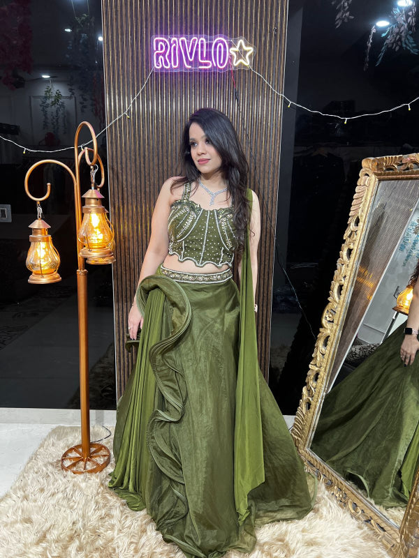💚 Olive Ruffle Lehenga Set ✨ RC392