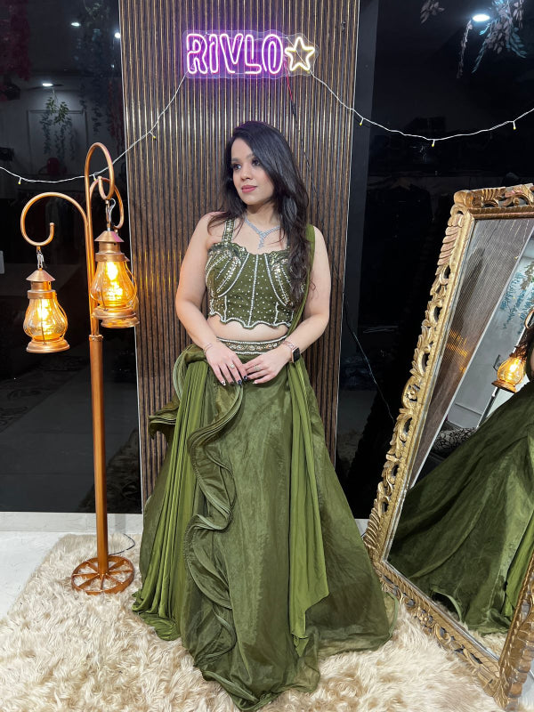 💚 Olive Ruffle Lehenga Set ✨ RC392