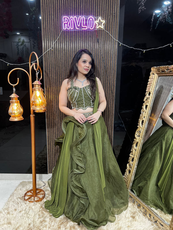 💚 Olive Ruffle Lehenga Set ✨ RC392