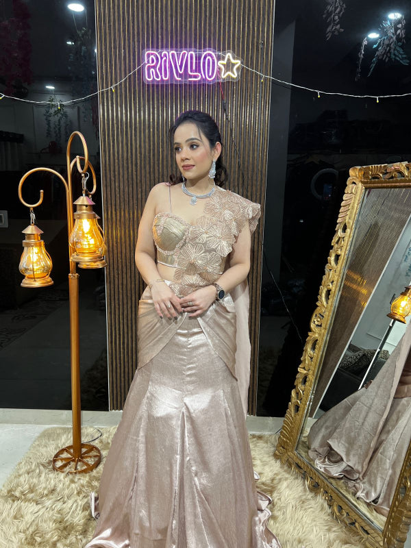 ✨ Metallic Rose Gold Mermaid Gown AC15