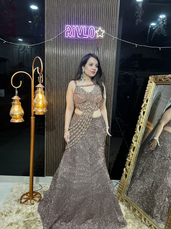 Bronze Stardust Embellished Lehenga AC18