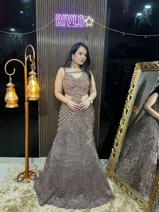 Bronze Stardust Embellished Lehenga AC18