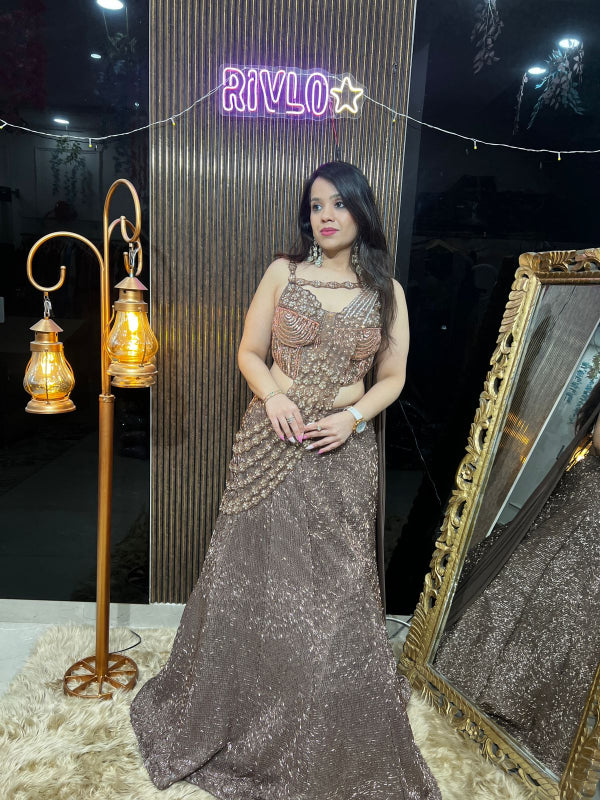 Bronze Stardust Embellished Lehenga AC18