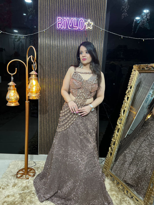 Bronze Stardust Embellished Lehenga AC18