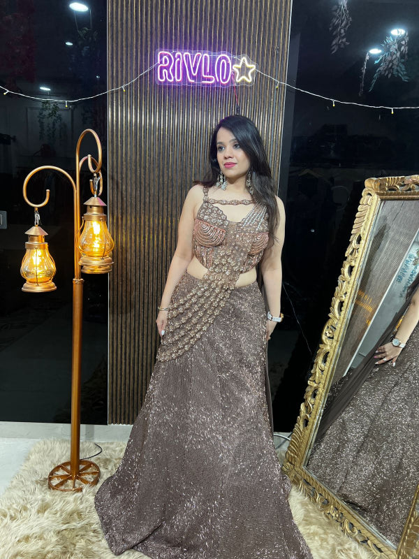 Bronze Stardust Embellished Lehenga AC18