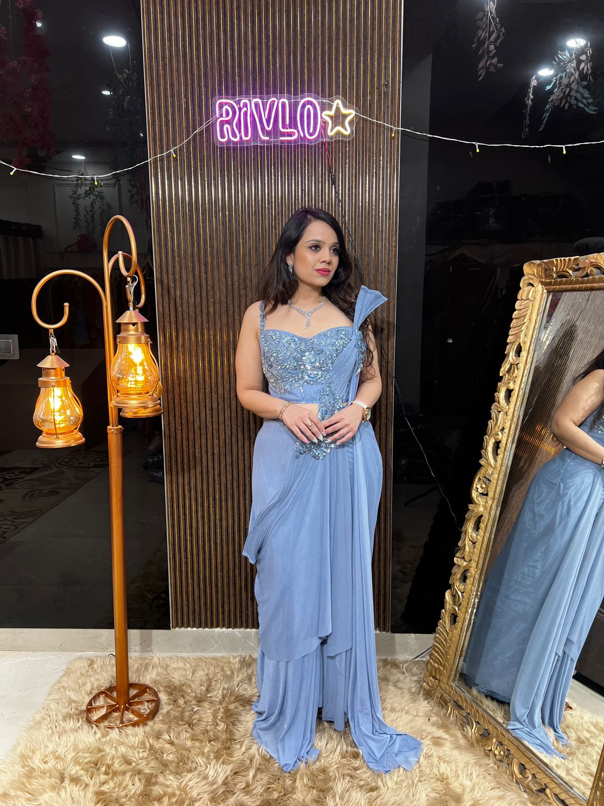 ✨ Couture Draped Saree with 3D Embellished Corset Blouse AC23