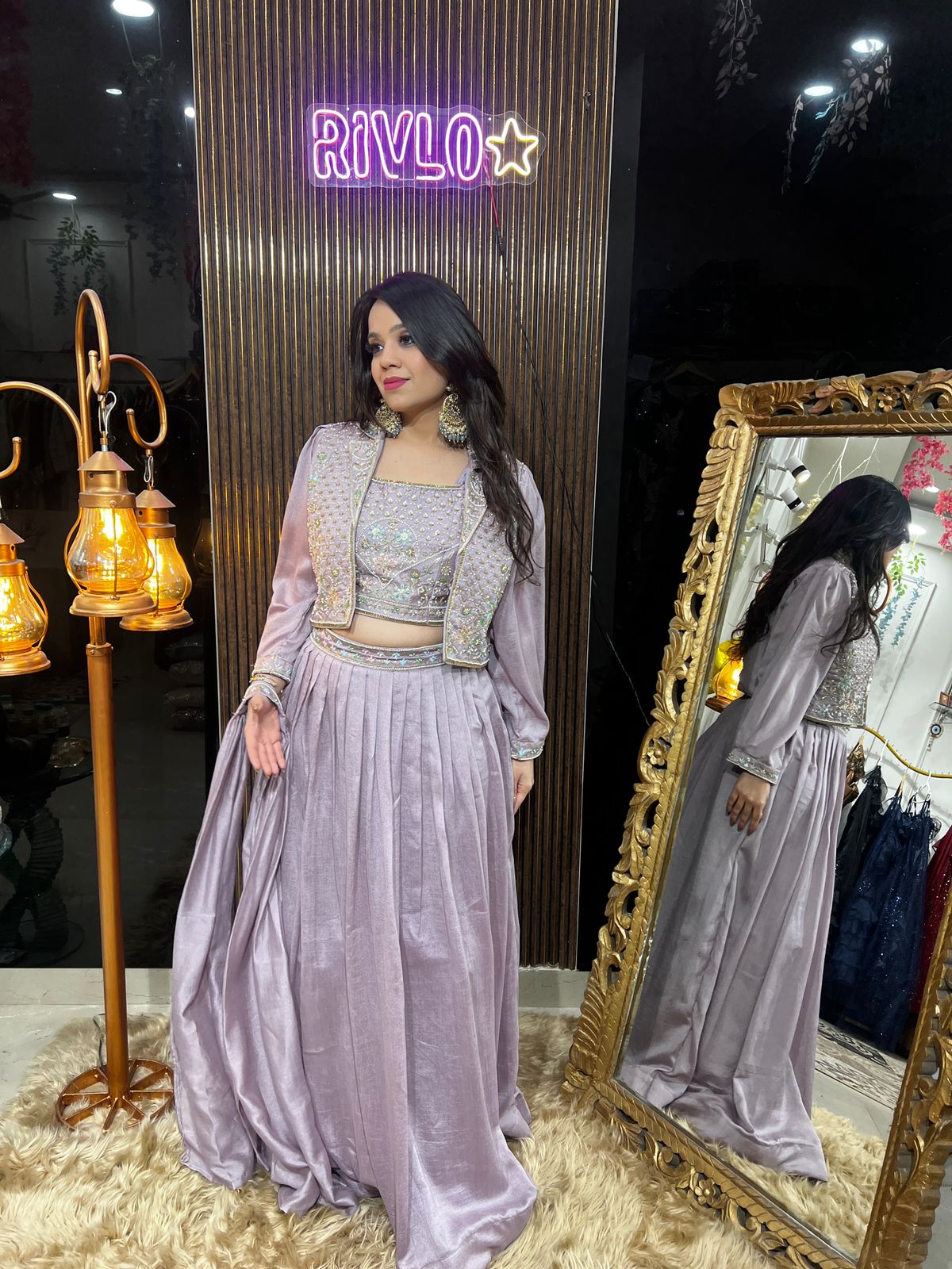 PINK AND LAVENDER JACKET LEHENGA RC474
