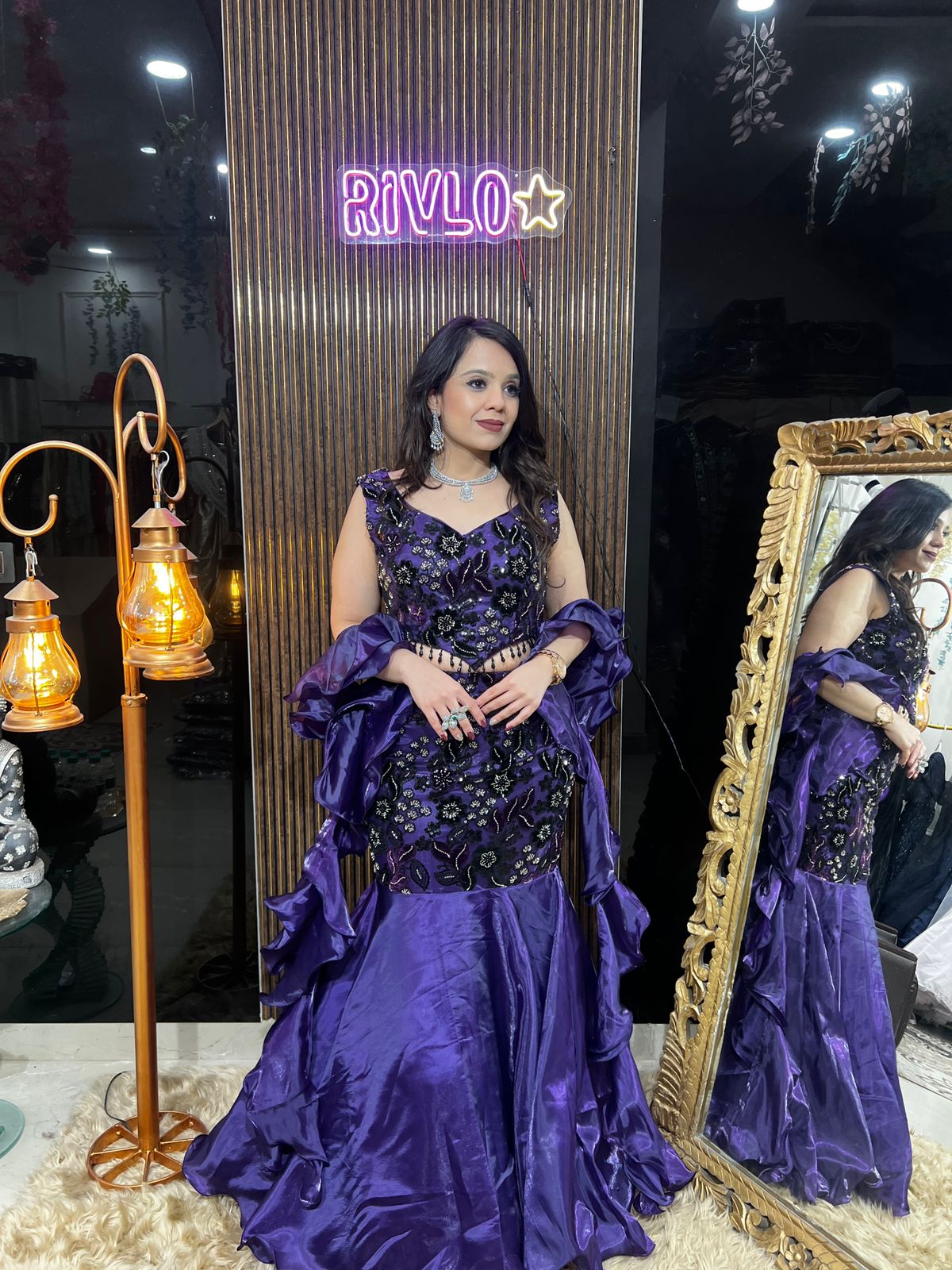 ❤️✨ Purple And Dark Mauve Embroidered Fishcut Lehenga Set ✨❤️RC487