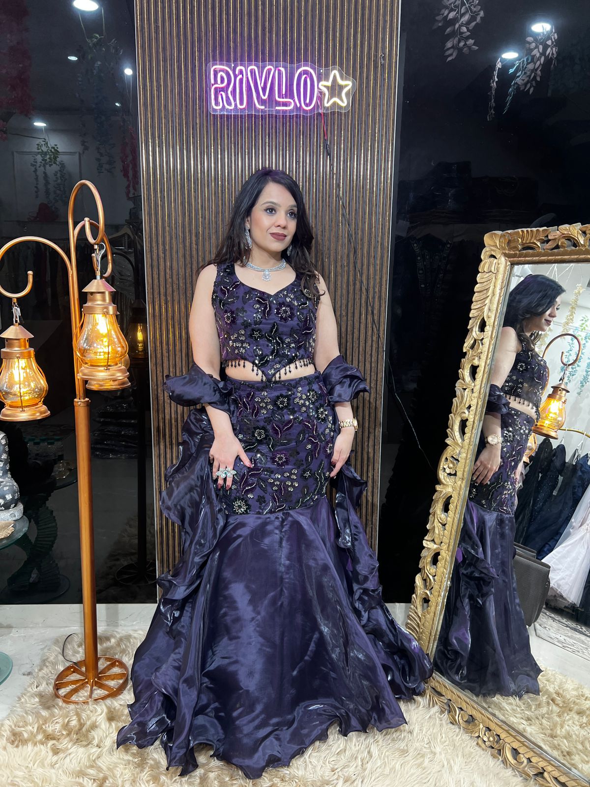 ❤️✨ Purple And Dark Mauve Embroidered Fishcut Lehenga Set ✨❤️RC487