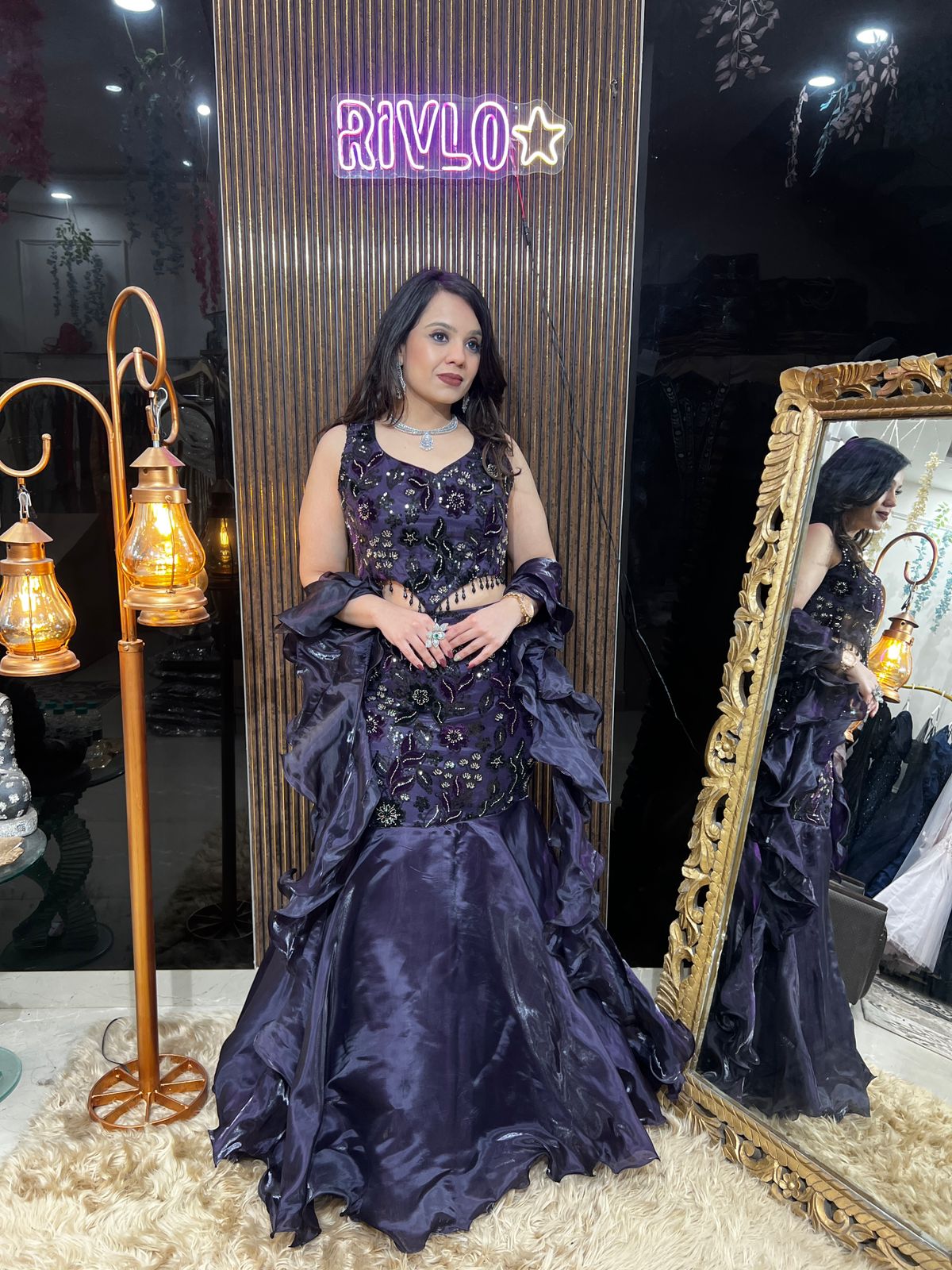 ❤️✨ Purple And Dark Mauve Embroidered Fishcut Lehenga Set ✨❤️RC487