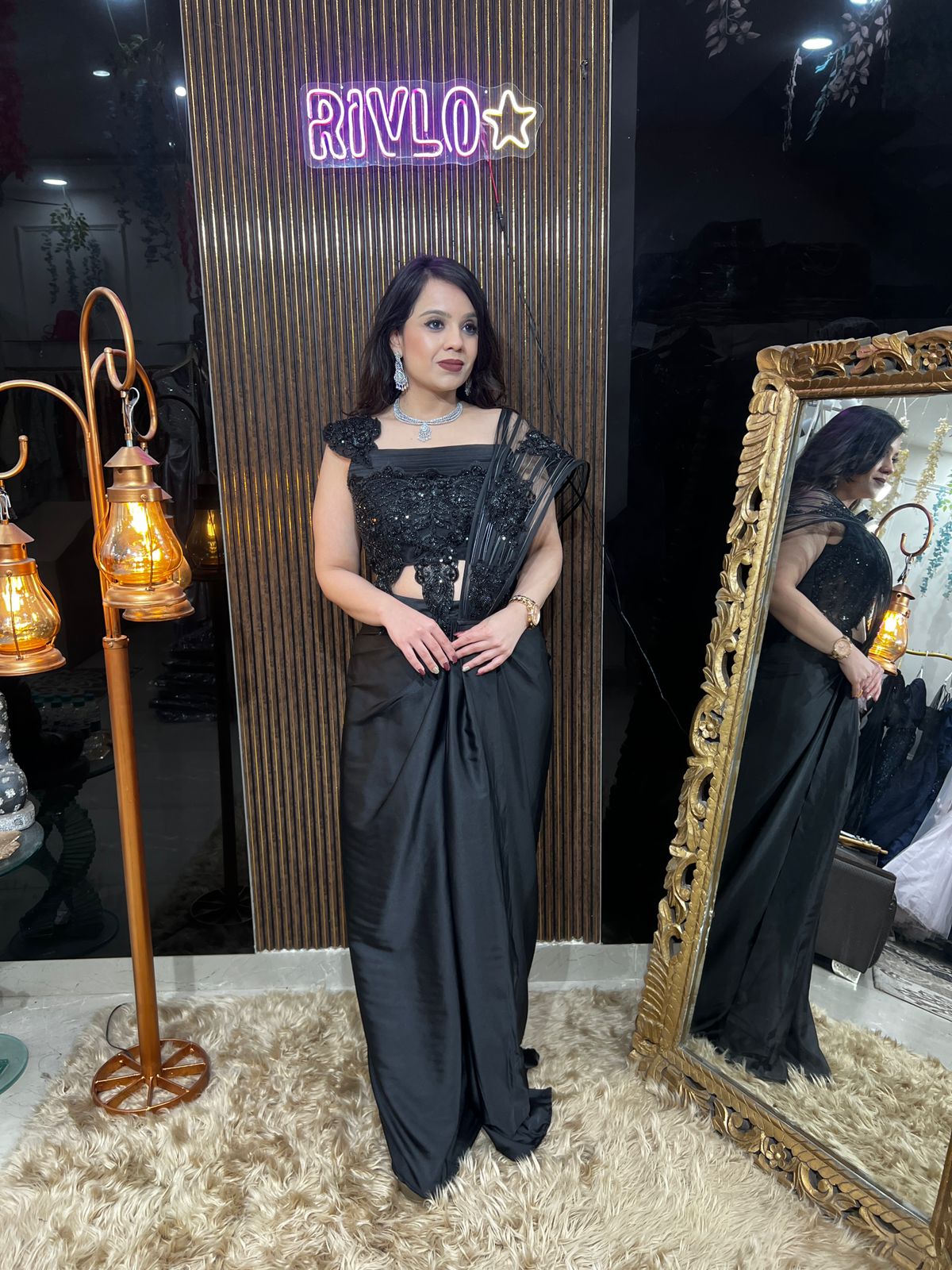 🤎✨ Black Indo-Western Saree Set ✨🤎 AC64