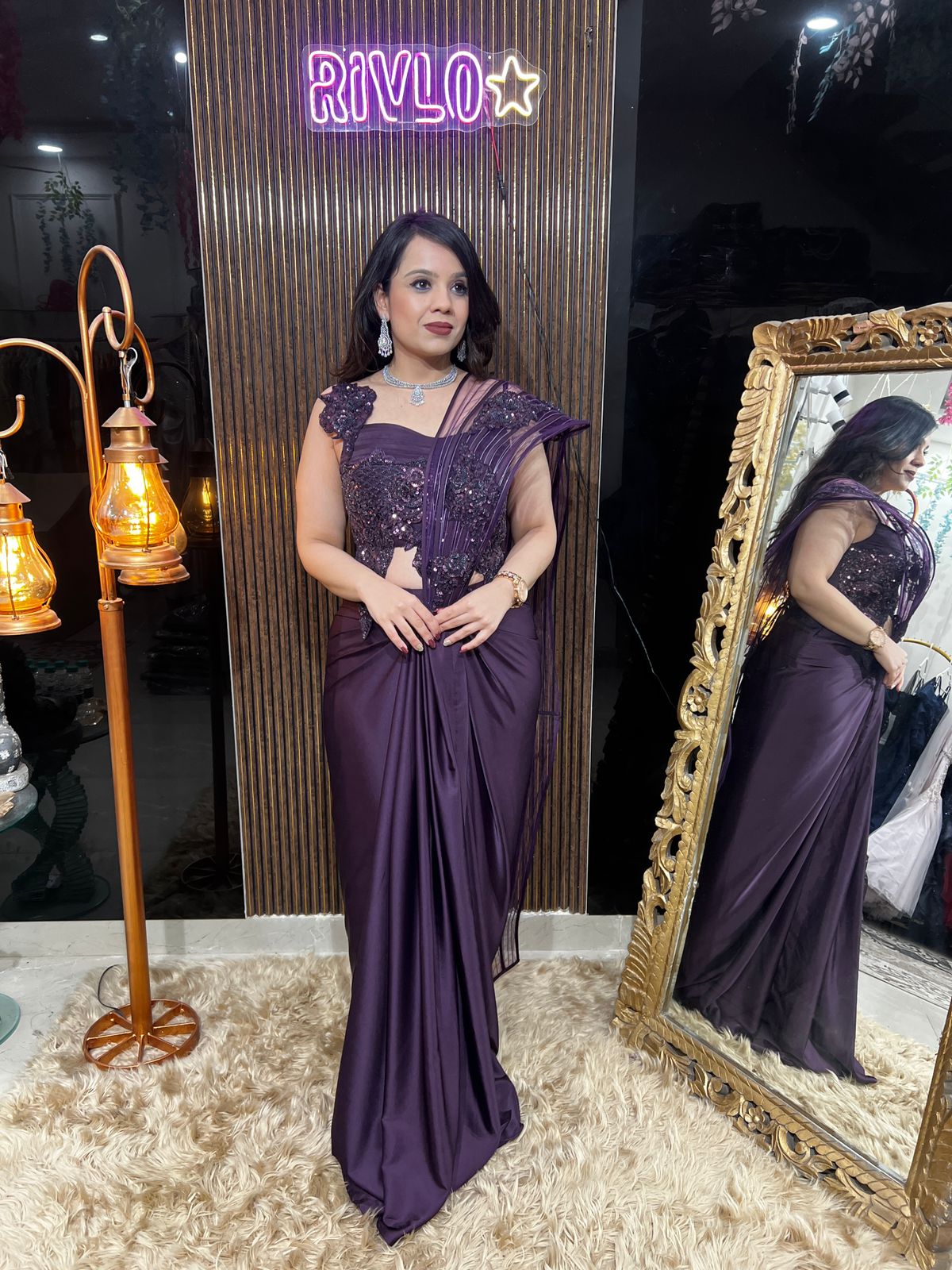 🤎✨ Wine Indo-Western Saree Set ✨🤎 AC65