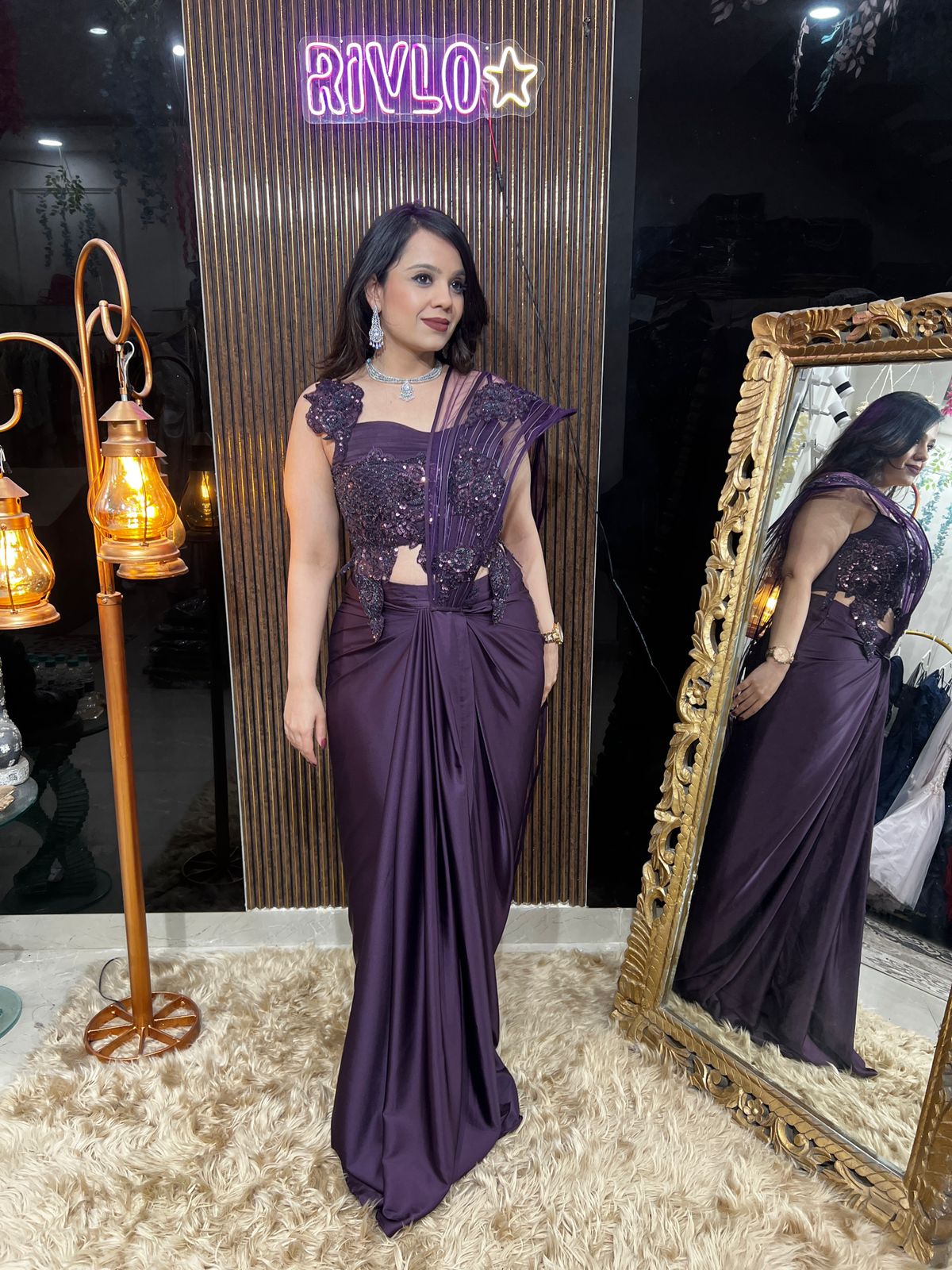 🤎✨ Wine Indo-Western Saree Set ✨🤎 AC65