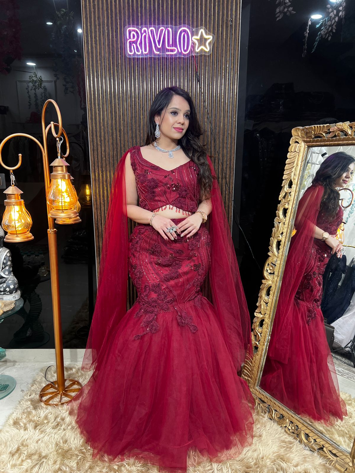 ❤️✨ Wine Red Embroidered Fishcut Lehenga Set ✨❤️ RC485