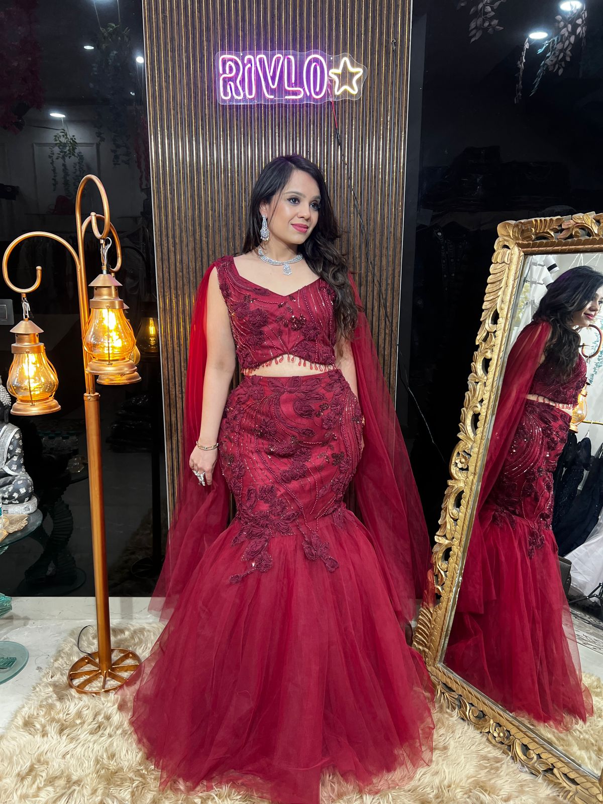 ❤️✨ Wine Red Embroidered Fishcut Lehenga Set ✨❤️ RC485