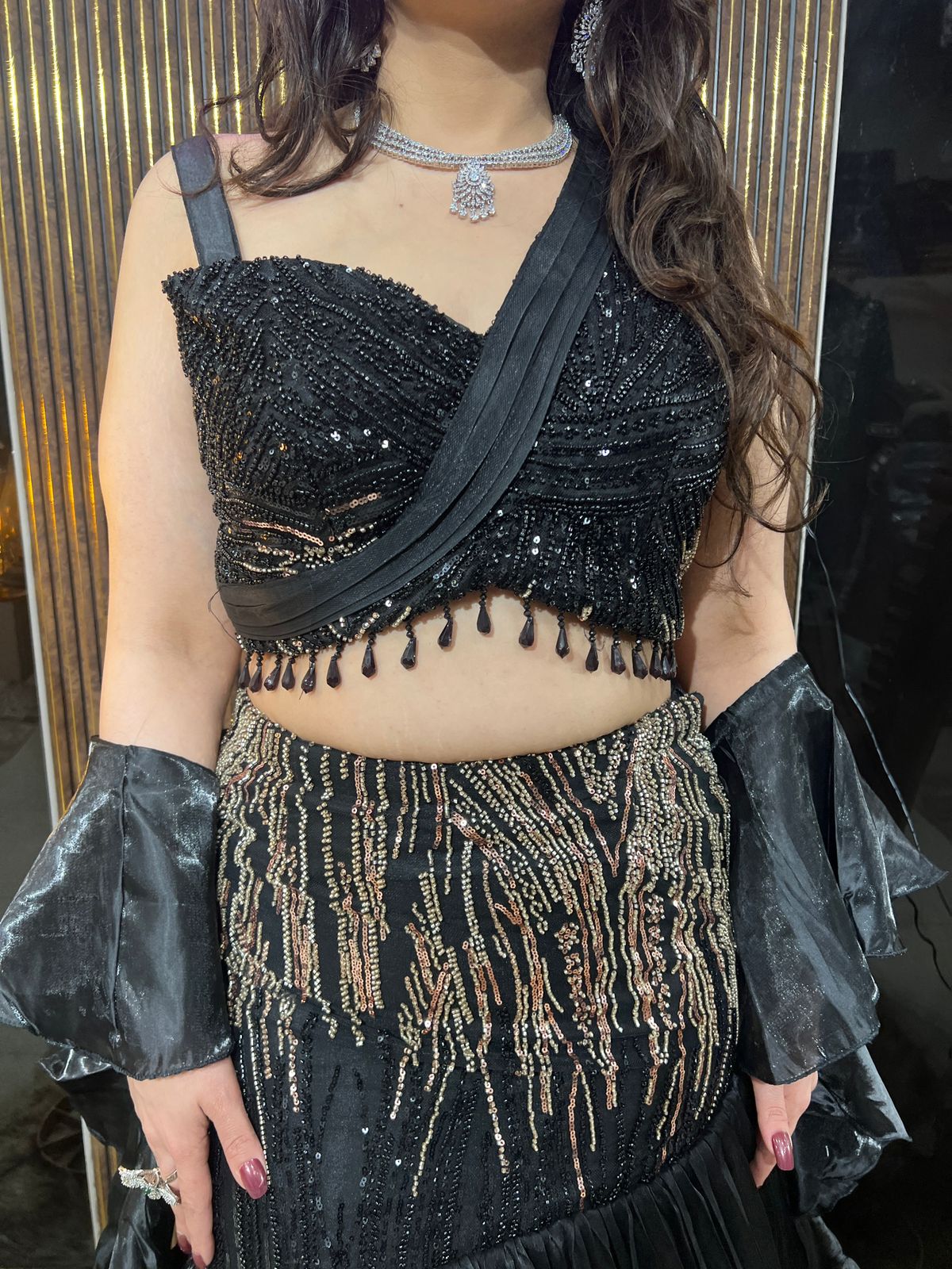 ❤️✨ Black Embroidered Fishcut Lehenga Set ✨❤️RC488