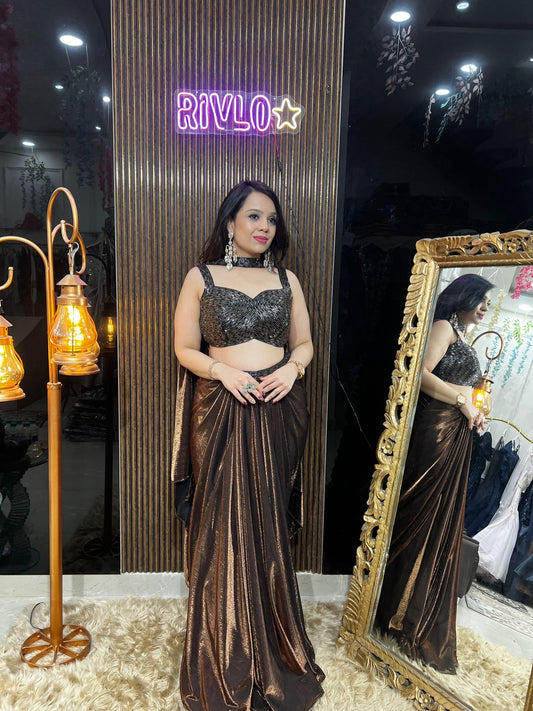 METALIC GOLD INDO WITH DUPATTA AC61