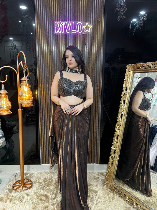 METALIC GOLD INDO WITH DUPATTA AC61