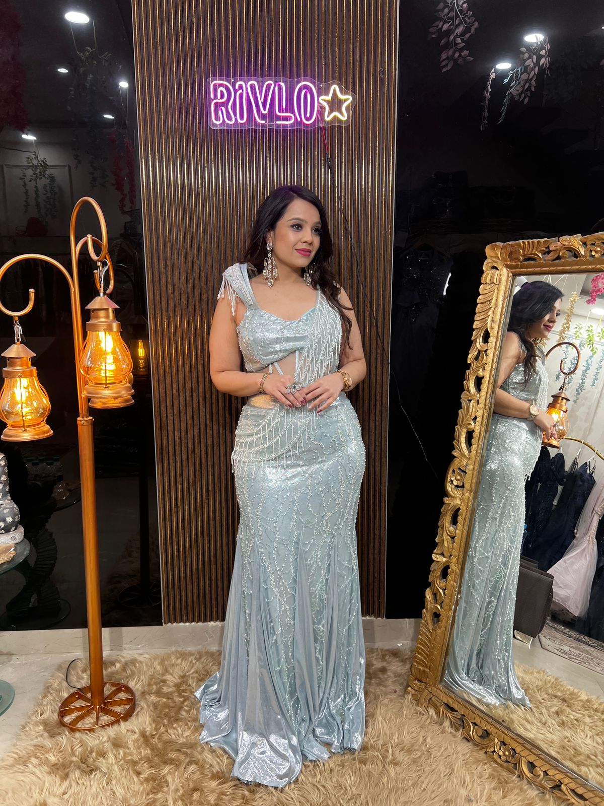 🍾✨ Mint Green Crystal Corset Indo-Western ✨🍾 AC60