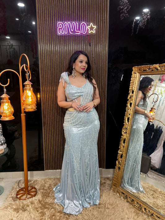 🍾✨ Mint Green Crystal Corset Indo-Western ✨🍾 AC60